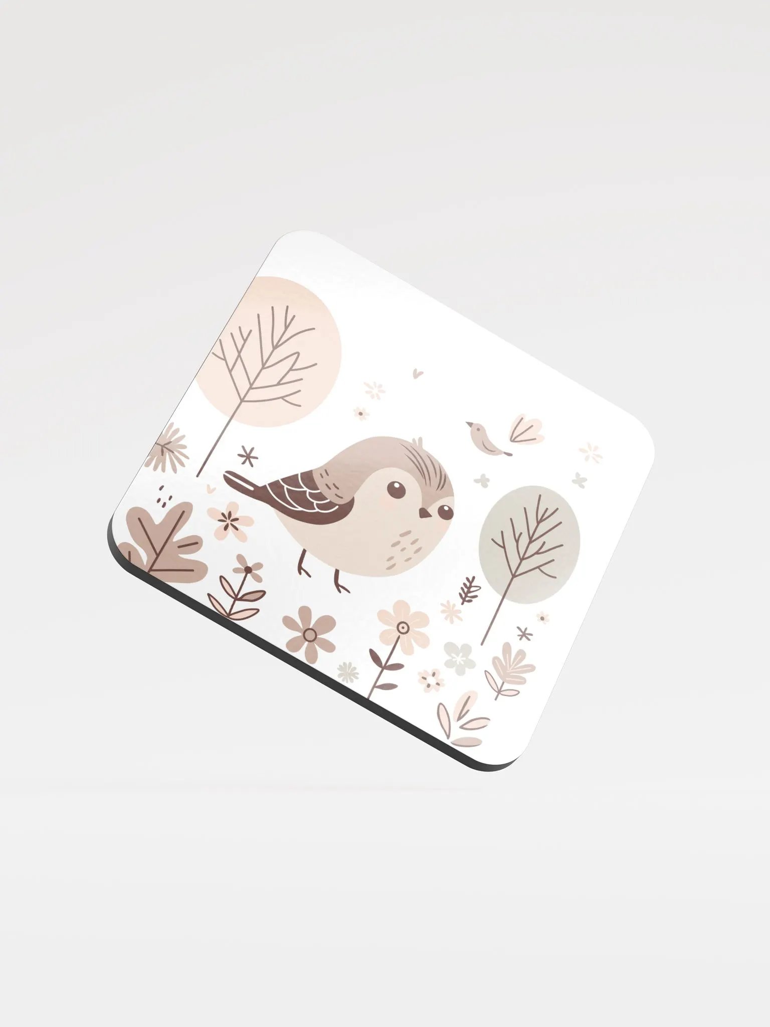 Whimsical Forest Bird Glossed Cork Coaster product image (3)