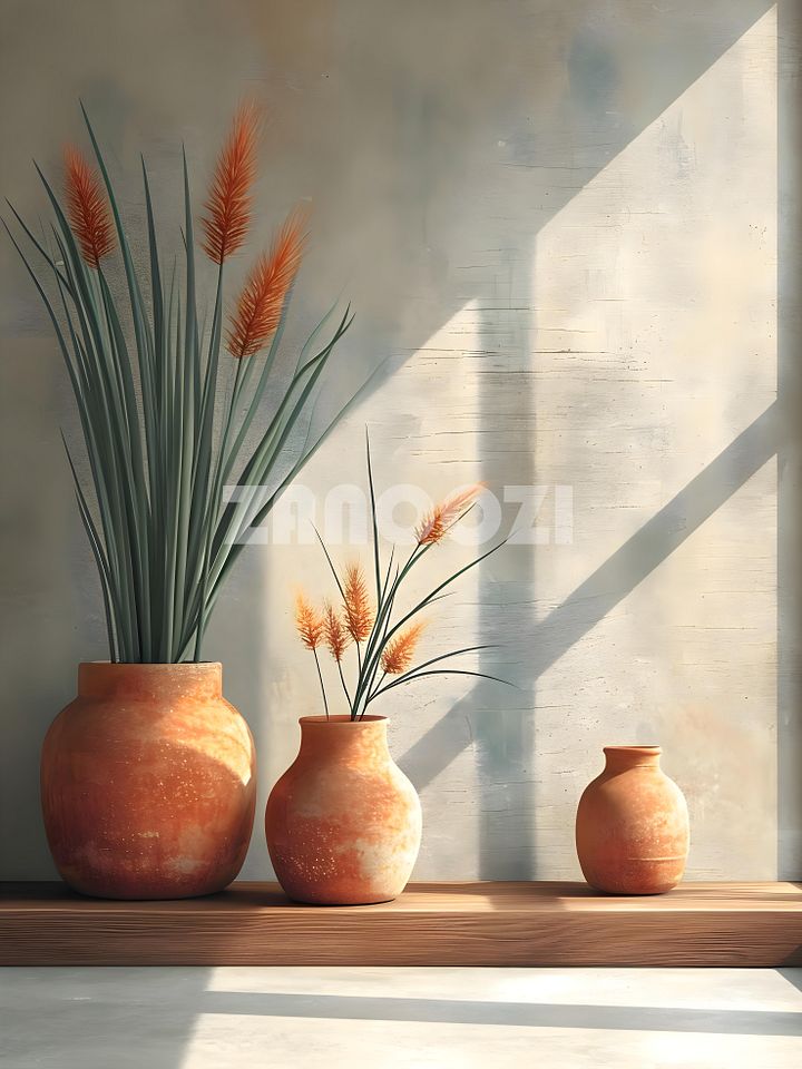 Earthen Harmony: Minimalist Vase Wall Art product image (1)