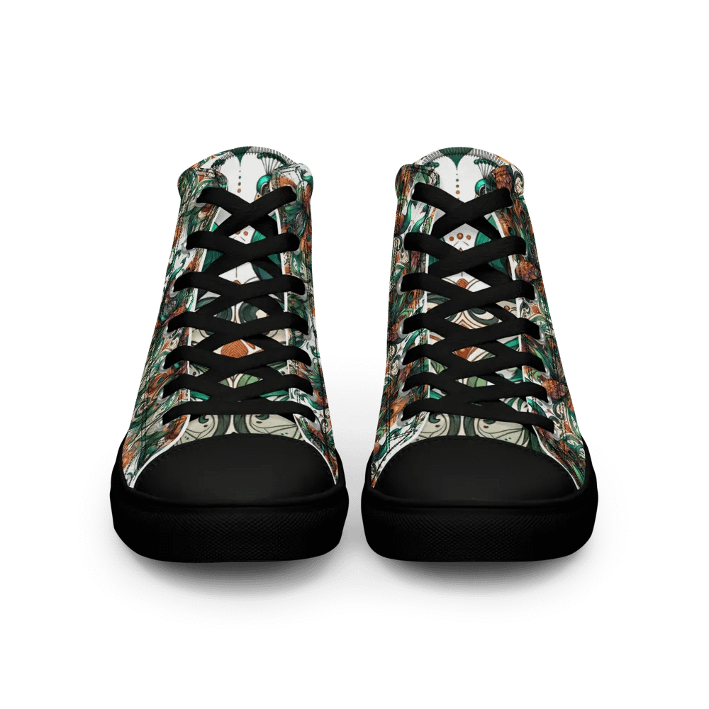 Peacock Feathers Women's High Top Canvas Shoes product image (3)