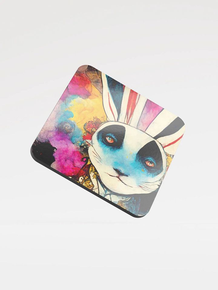 Whimsical Rabbit Dreams Glossed Cork Coaster product image (1)