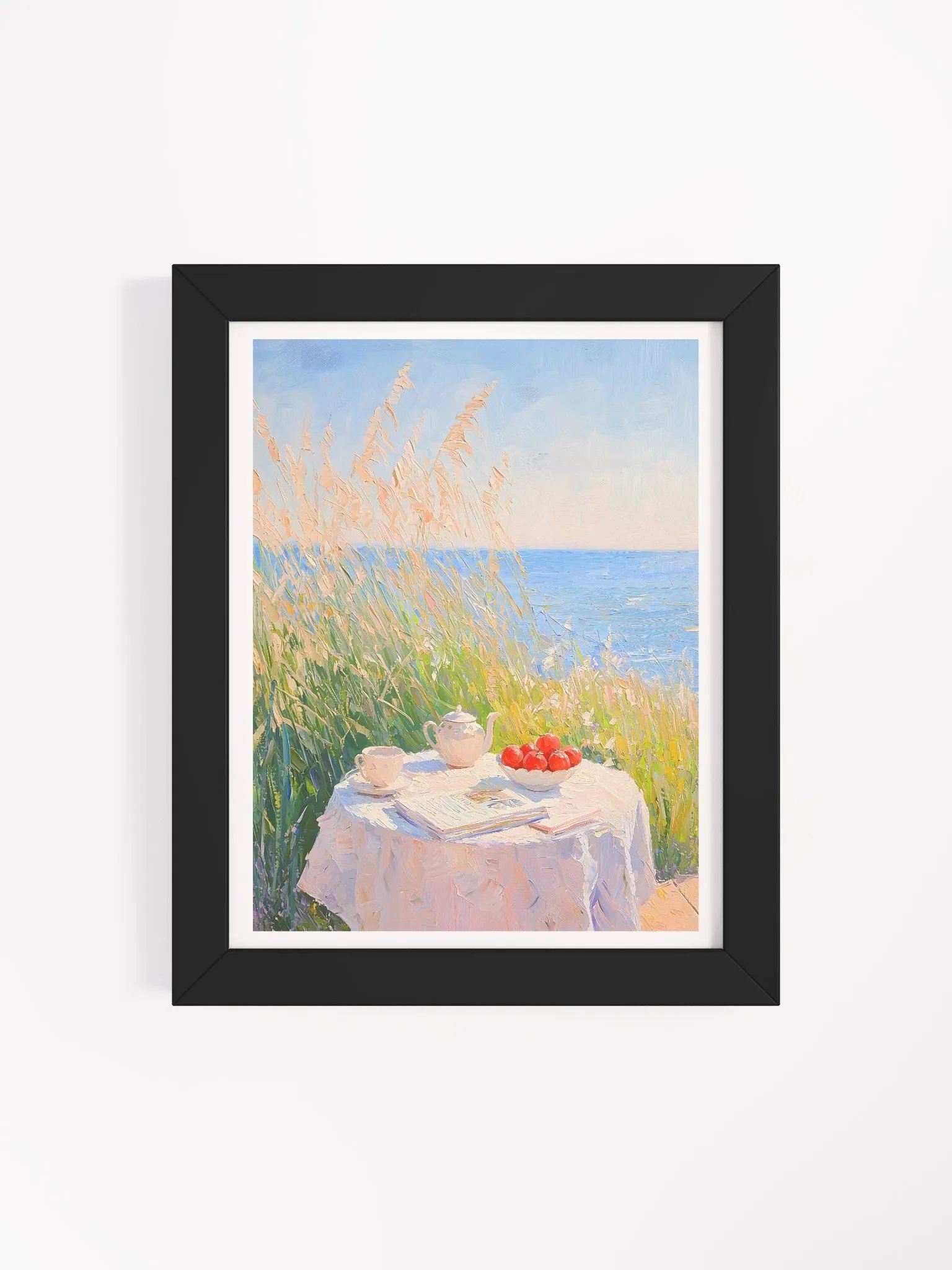 Serene Seaside Tea Time Framed Poster Art product image (4)
