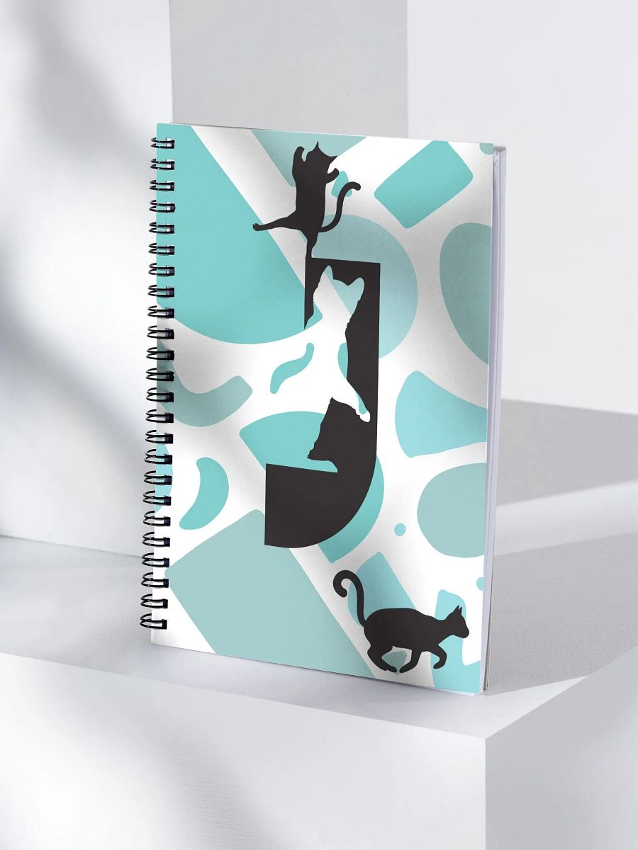 Monogram Letter J Cat Lover Geometric Blues Notebook product image (4)
