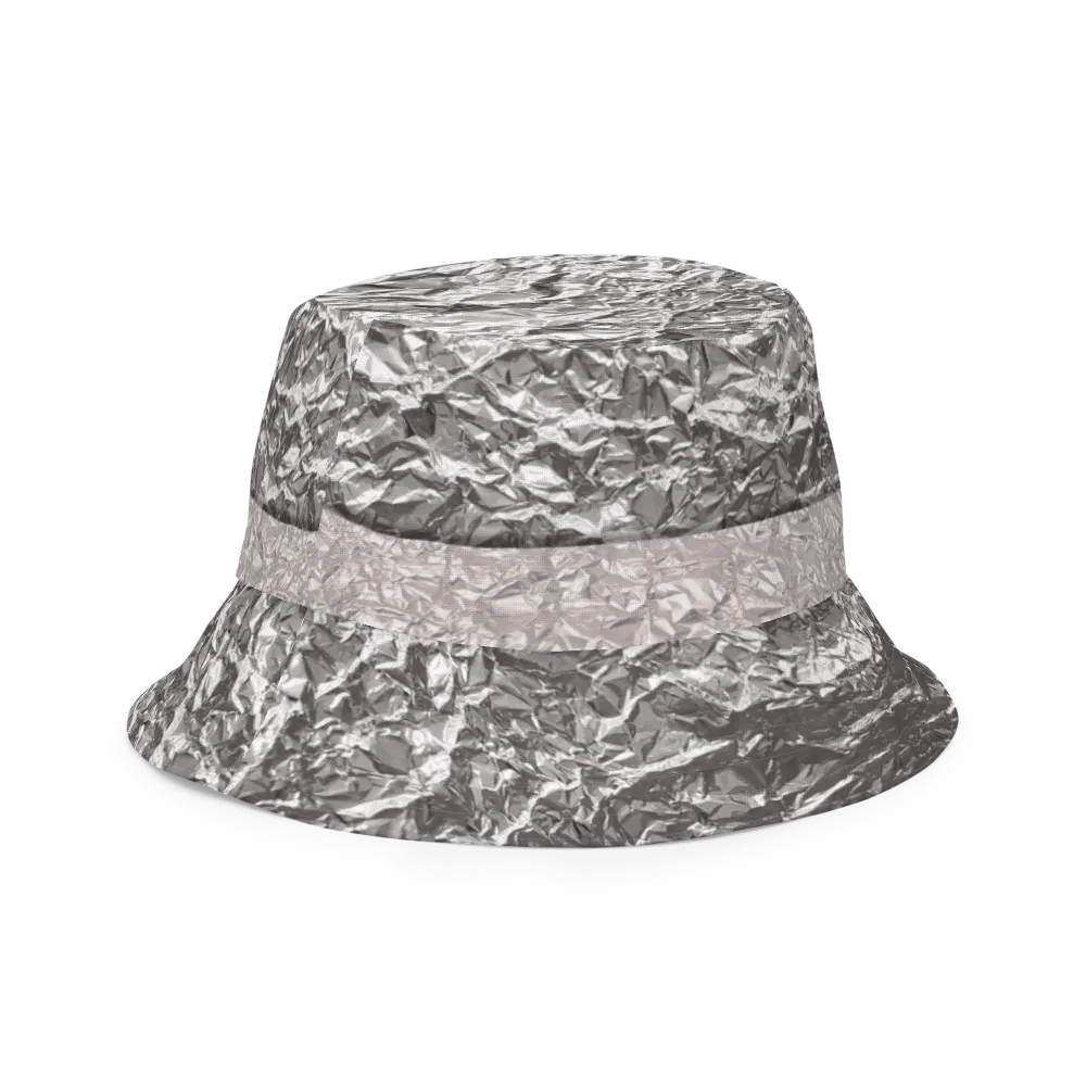 Secret Bob Nova Tin Foil Hat- Reversible All Over print gray and foil print bucket hat product image (11)