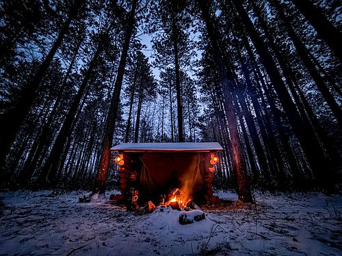 Ellie and I spent the day and night at this awesome log cabin shelter in the Superior National Forest 🌲 It was cold up there!...