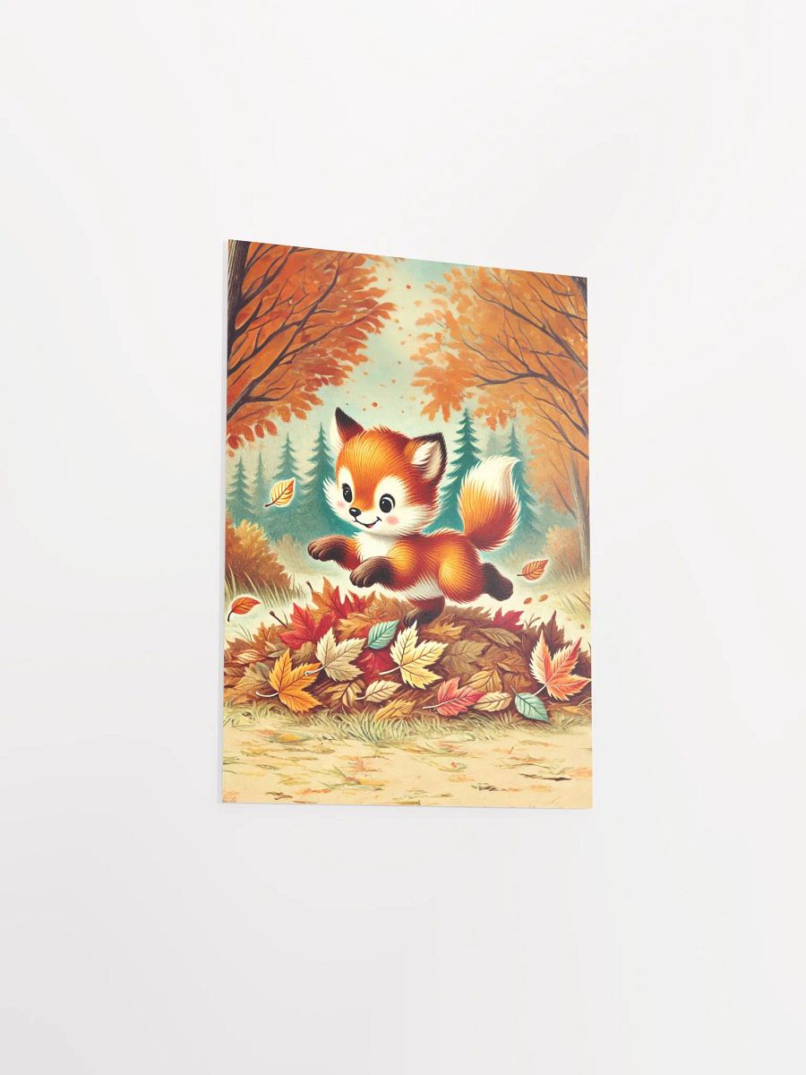 Adorable Fox Jumping in Leaves Autumn Premium Prints and Posters product image (23)