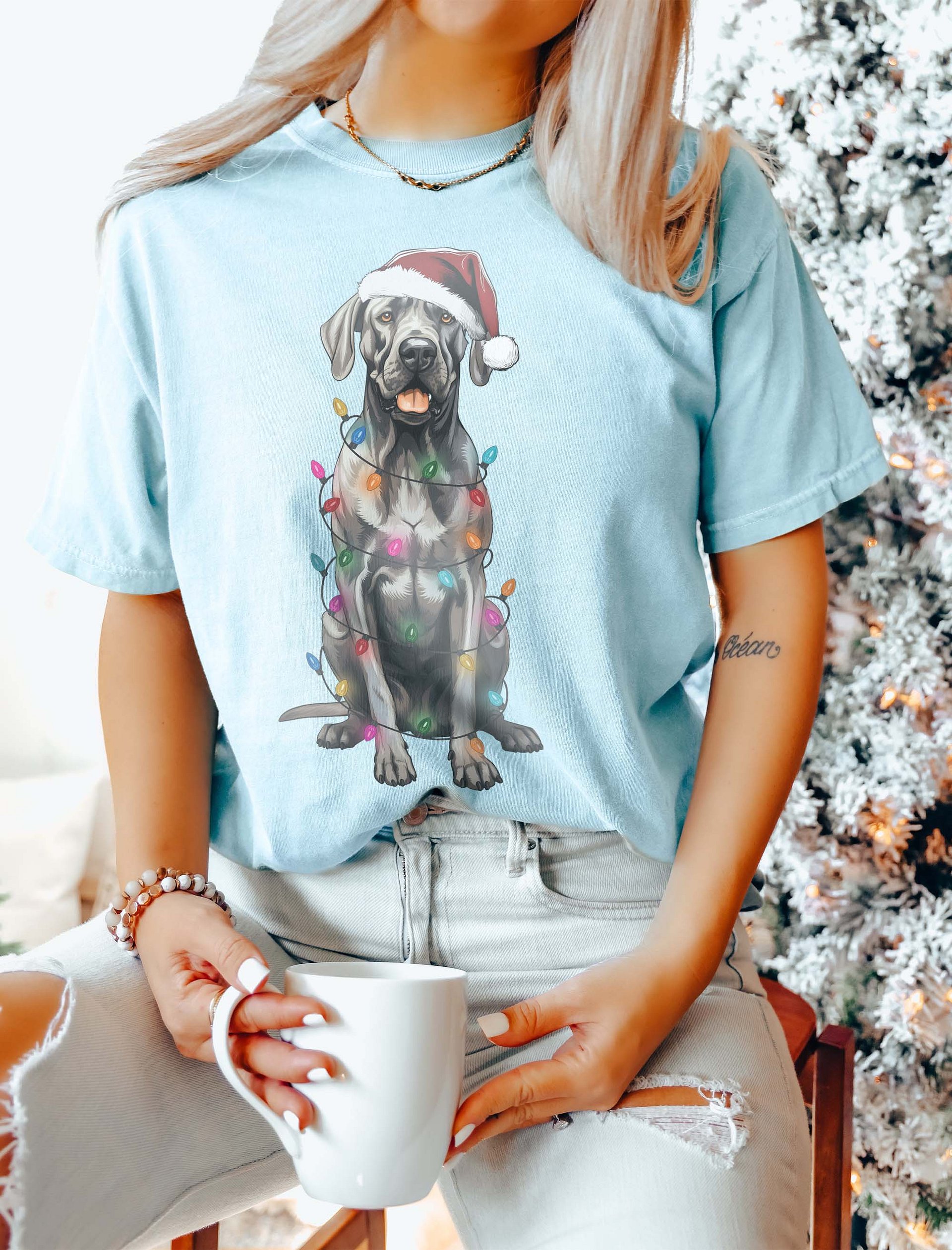 Funny Great Dane(Blue) Christmas T-Shirt for Great Dane Paw-rents product image (11)