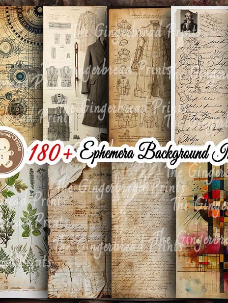 160 Vintage Ephemera Background Booklet Digital download only product image (4)