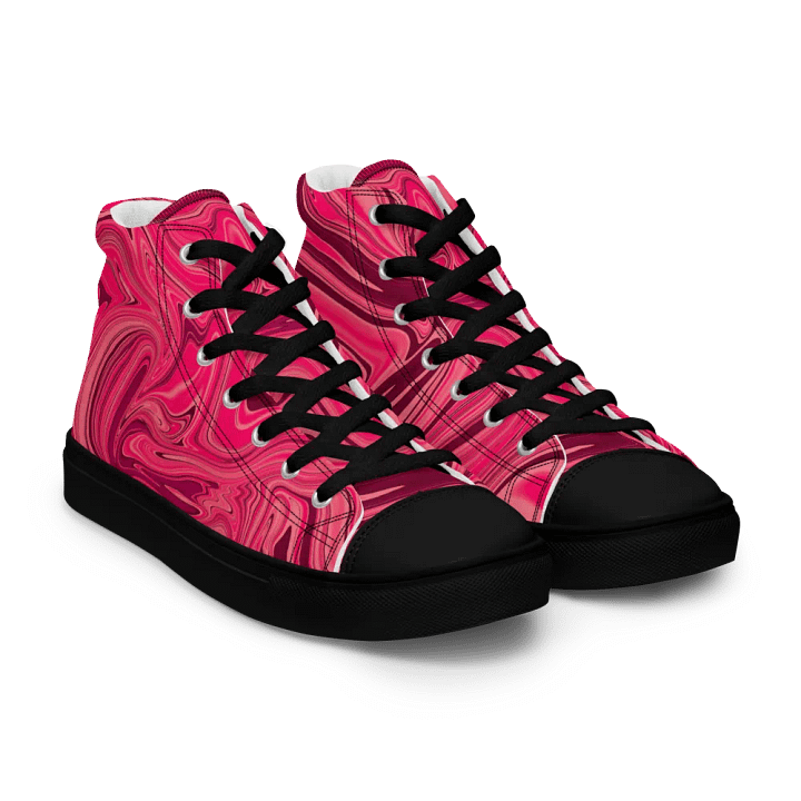 Men's High Top Canvas Shoes - Shades of Magenta Pink Digital Fluid Art product image (1)