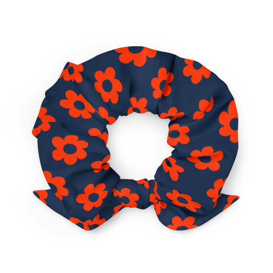 Orange and Midnight Blue Fan Flower Scrunchie with Bow product image (2)