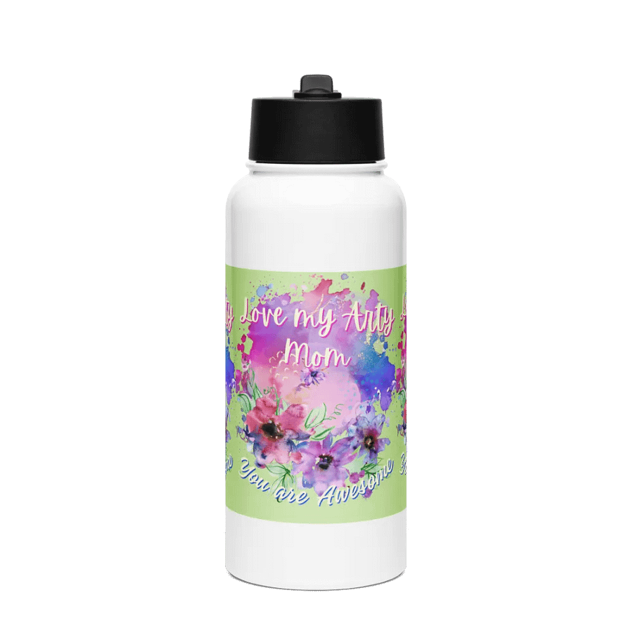 Arty Mom Love Water Bottle for creative moms on mothersday product image (1)
