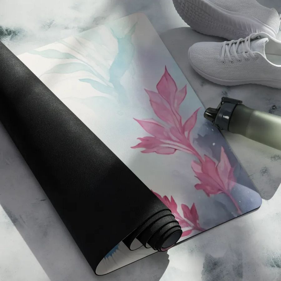 Watercolor Floral Tiger Fantasy Yoga Mat product image (4)