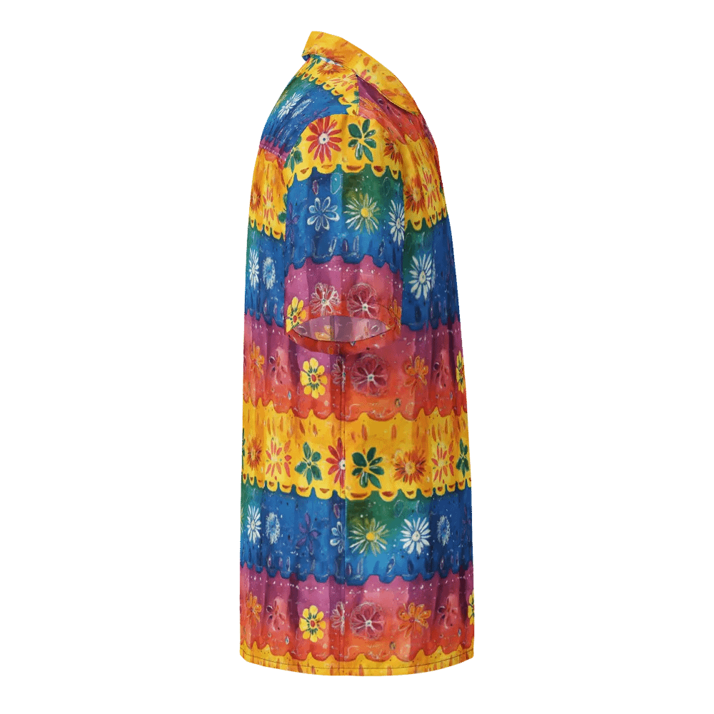 Scalloped Stripe Floral Pattern-Seamless Papel Picado Hawaiian Shirt product image (4)