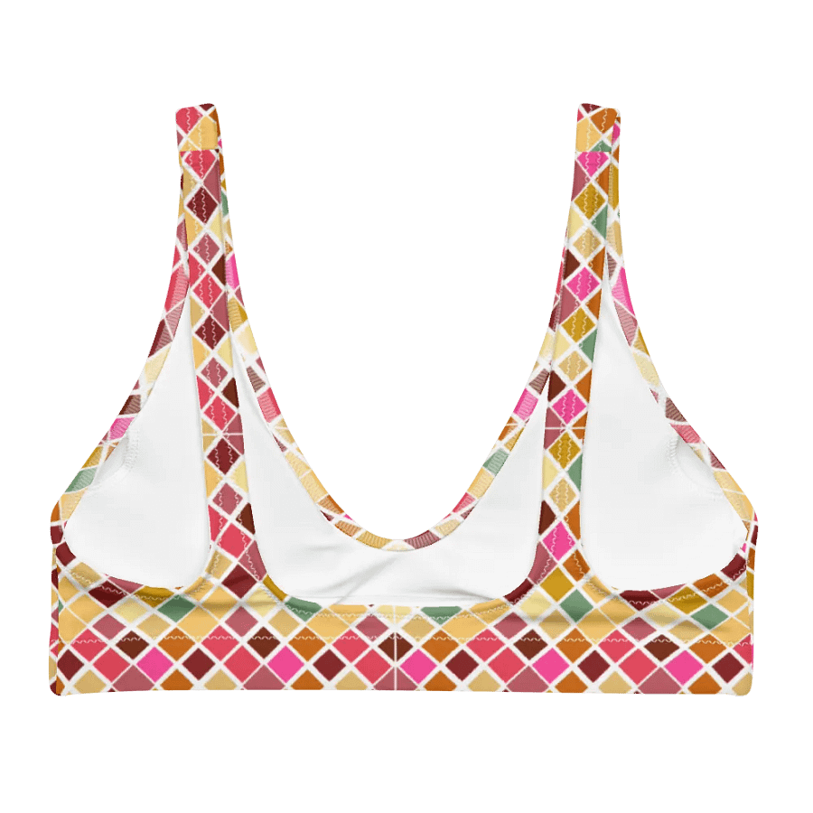 Colorful Square Pattern Design Padded Bikini Top - V4 product image (2)
