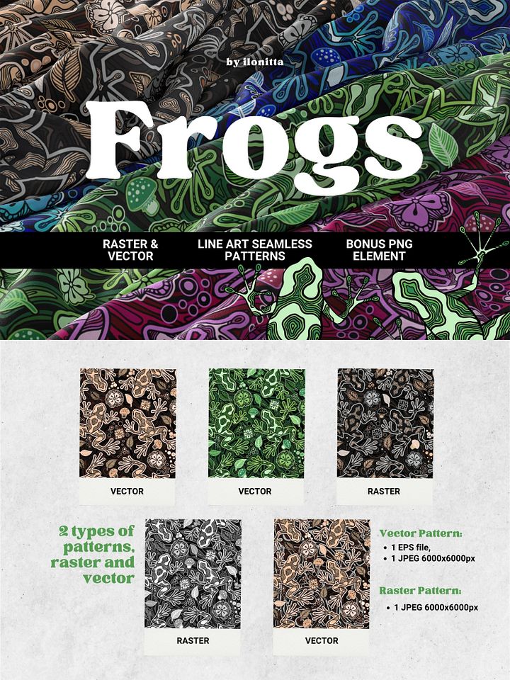 Magic Frogs Line Art Patterns product image (1)