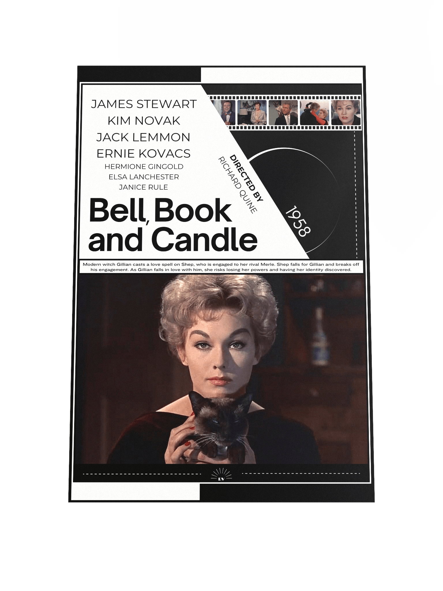 Bell, Book and Candle with James Stewart and Kim Novak 1958 | Movie Poster | 12x18 Wall Art product image (1)