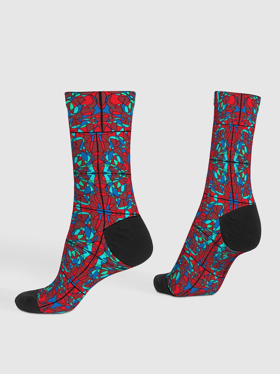 Red Stained Glass – Sustainable Crew Socks product image (4)