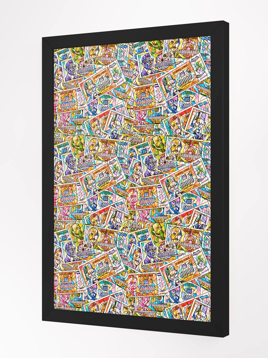 Jugoslovenski inflatorni dinar 1993 (Kolaž/mozaik) Framed High-Quality Matte Poster (in) product image (2)
