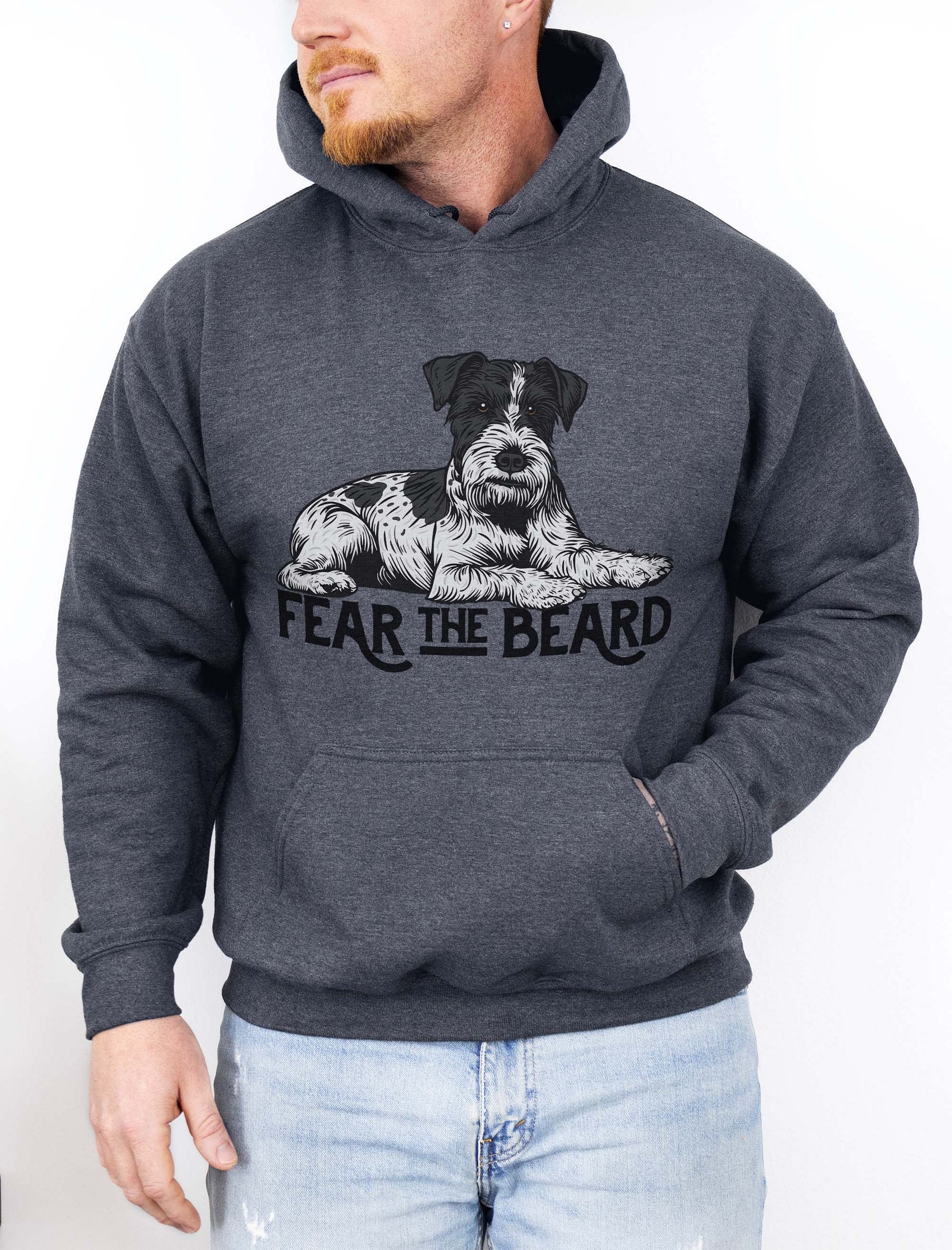 Fear the Beard Hooded Sweatshirt of a Schnauzer(Black & White Parti) | Funny Hoodie for Bearded Dog Paw-rents product image (1)