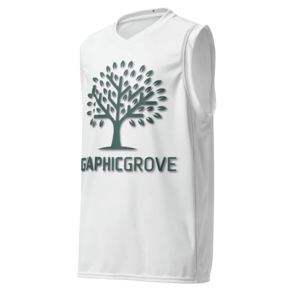Graphic Grove Recycled Unisex Basketball Jersey - White with Tree Design product image (1)