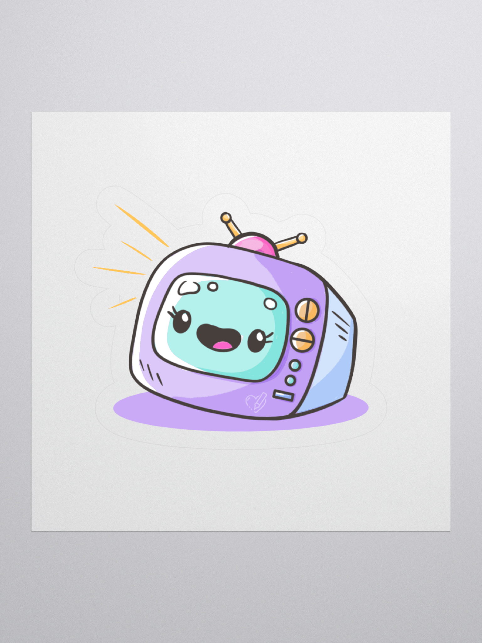 Cute Nostalgic Televison Kiss Cut Sticker product image (1)