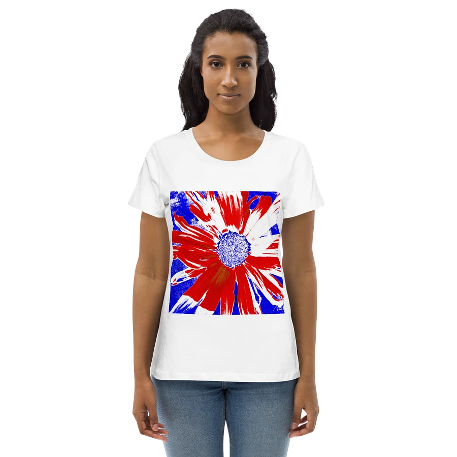 Navy, Red and White Daisy on Navy Abstract Background Women's T Shirt product image (4)
