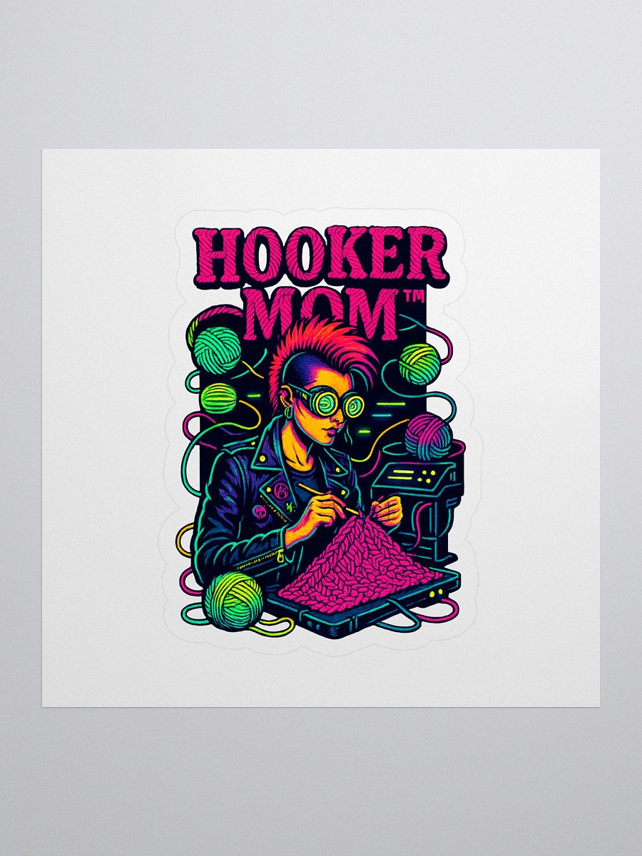 Hooker Mom™ “Code & Crochet” Sticker – Late-Night Yarn Hacker product image (1)