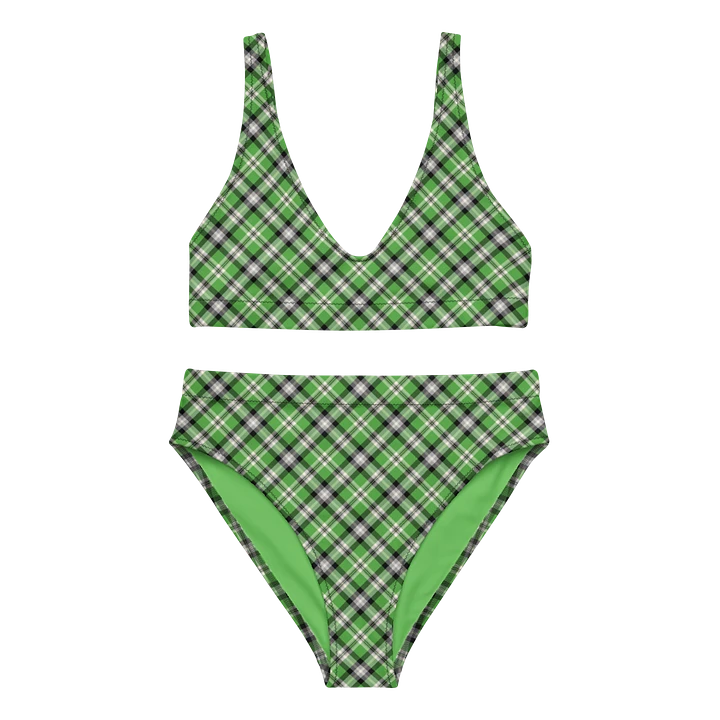 Bright Green, Black, and Gray Plaid Bikini product image (2)