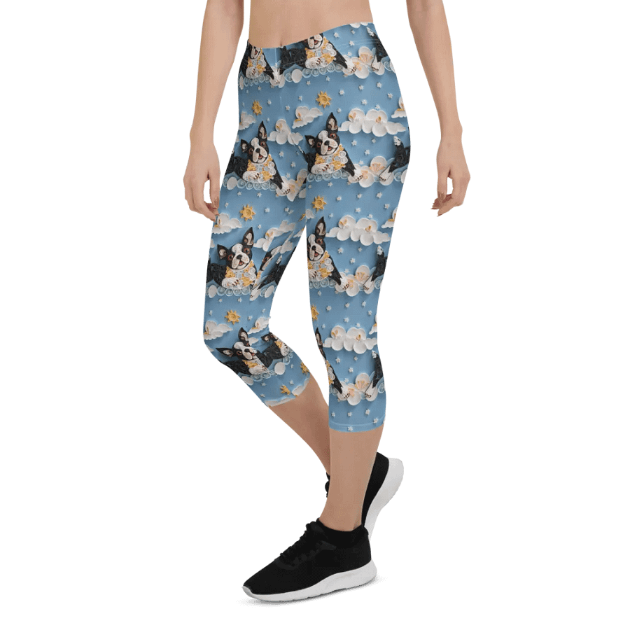 Quillwork Boston Terrier "Sunny Day" All-Over Print Capri Leggings product image (5)