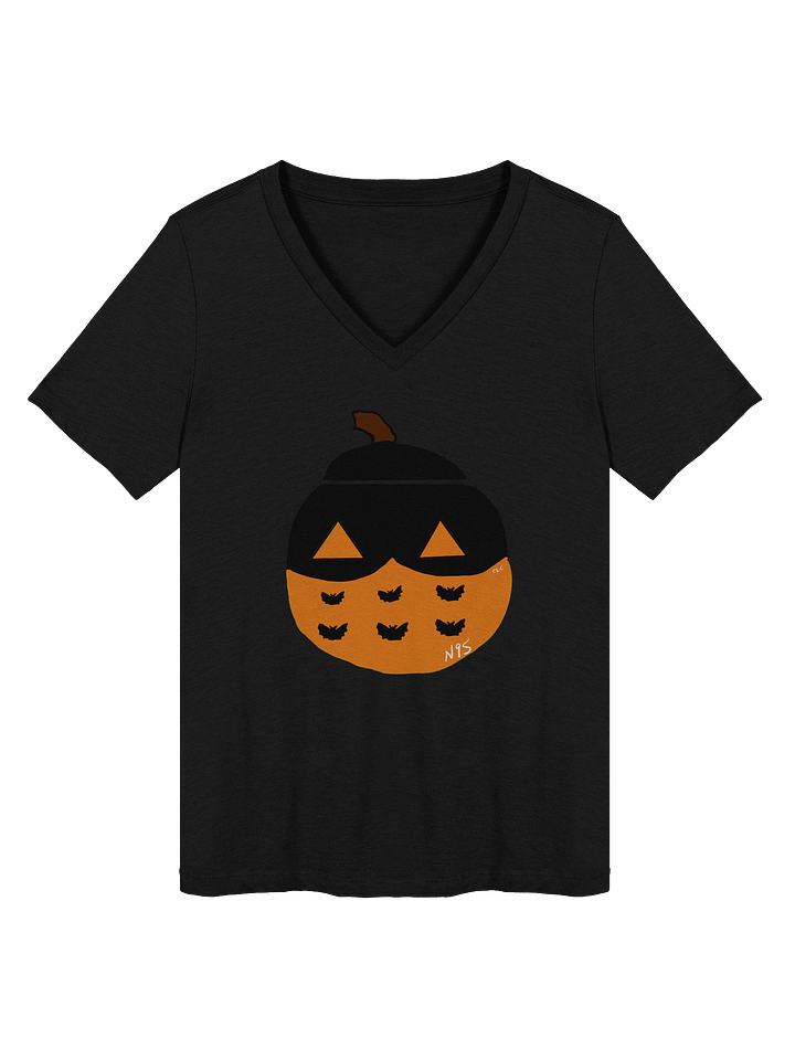 Mask-O-Lantern v-neck tee (orange mask) product image (1)