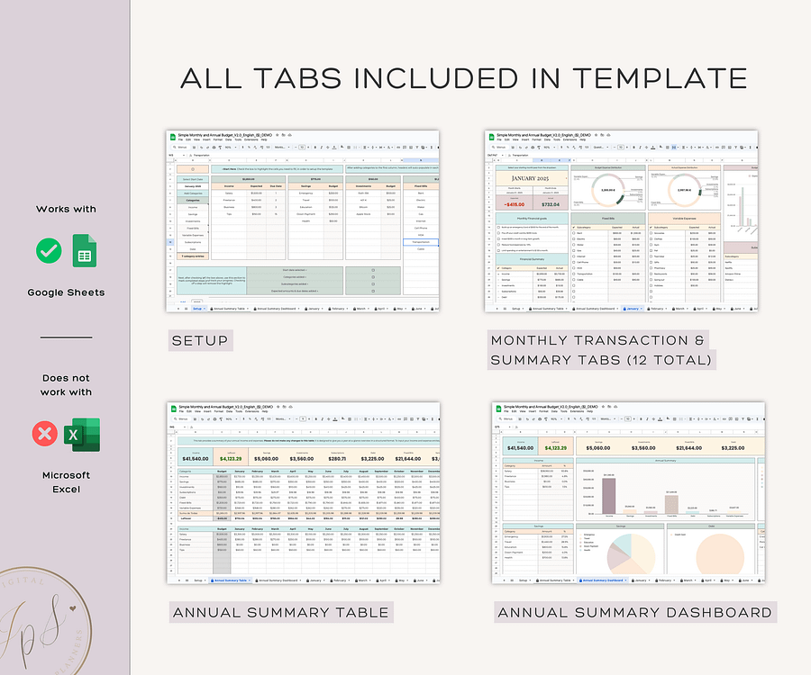 Monthly and Annual Budget Spreadsheet Template product image (9)