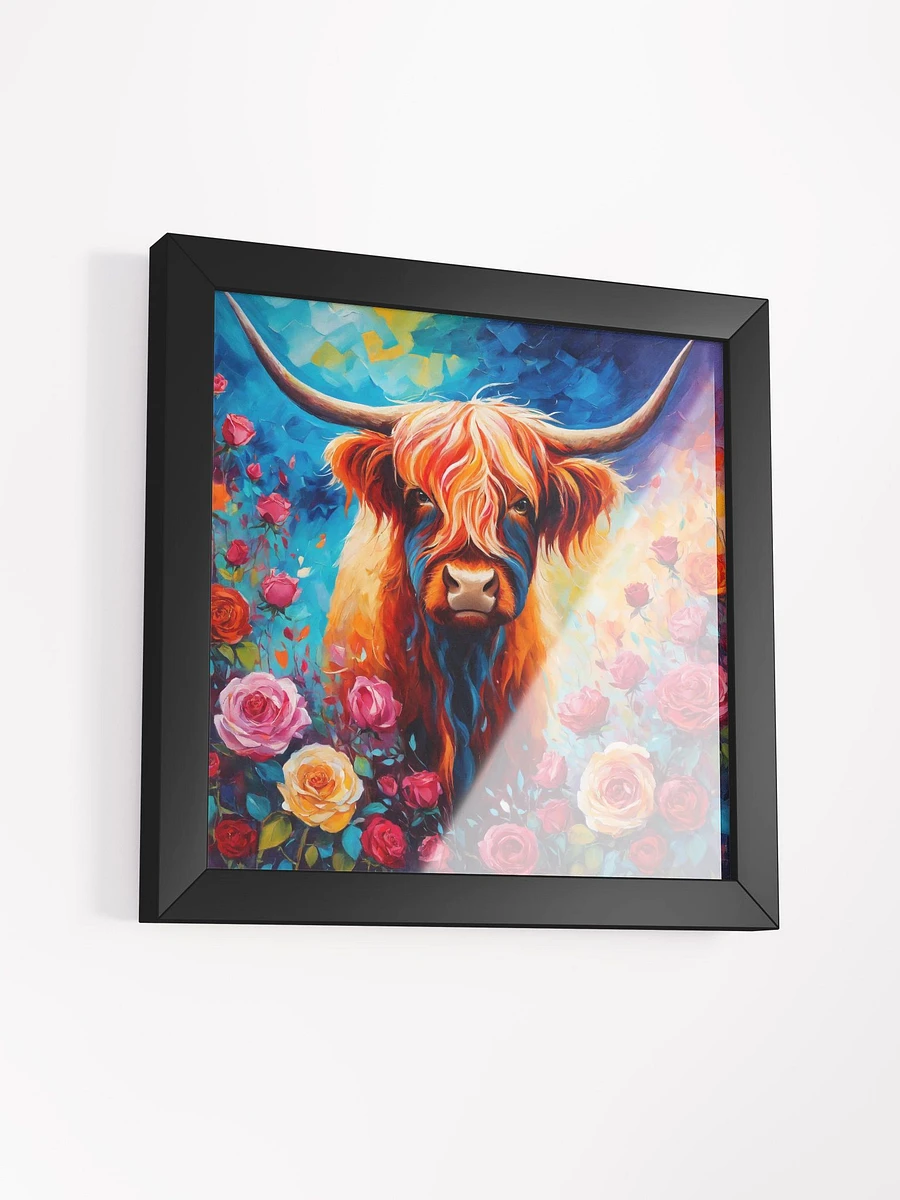 Acrylic Rose Field Highland Cow Framed Print product image (3)