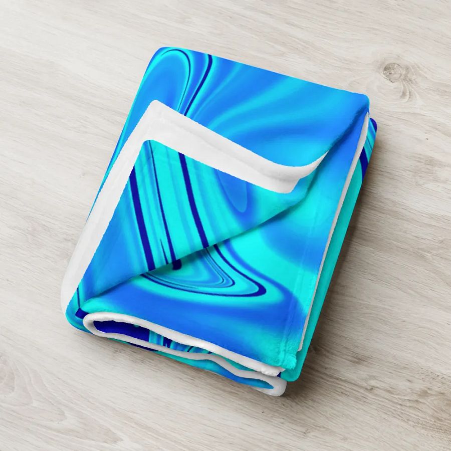 Throw Blanket - Light and Dark Blue Digital Fluid Art product image (3)