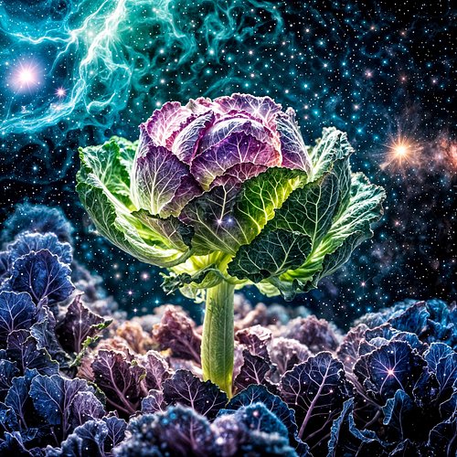 Glittery cabbage.

#cabbage
#cabbages
#space
#aiart
#aiartcommuníty 
#cabbagecosmos