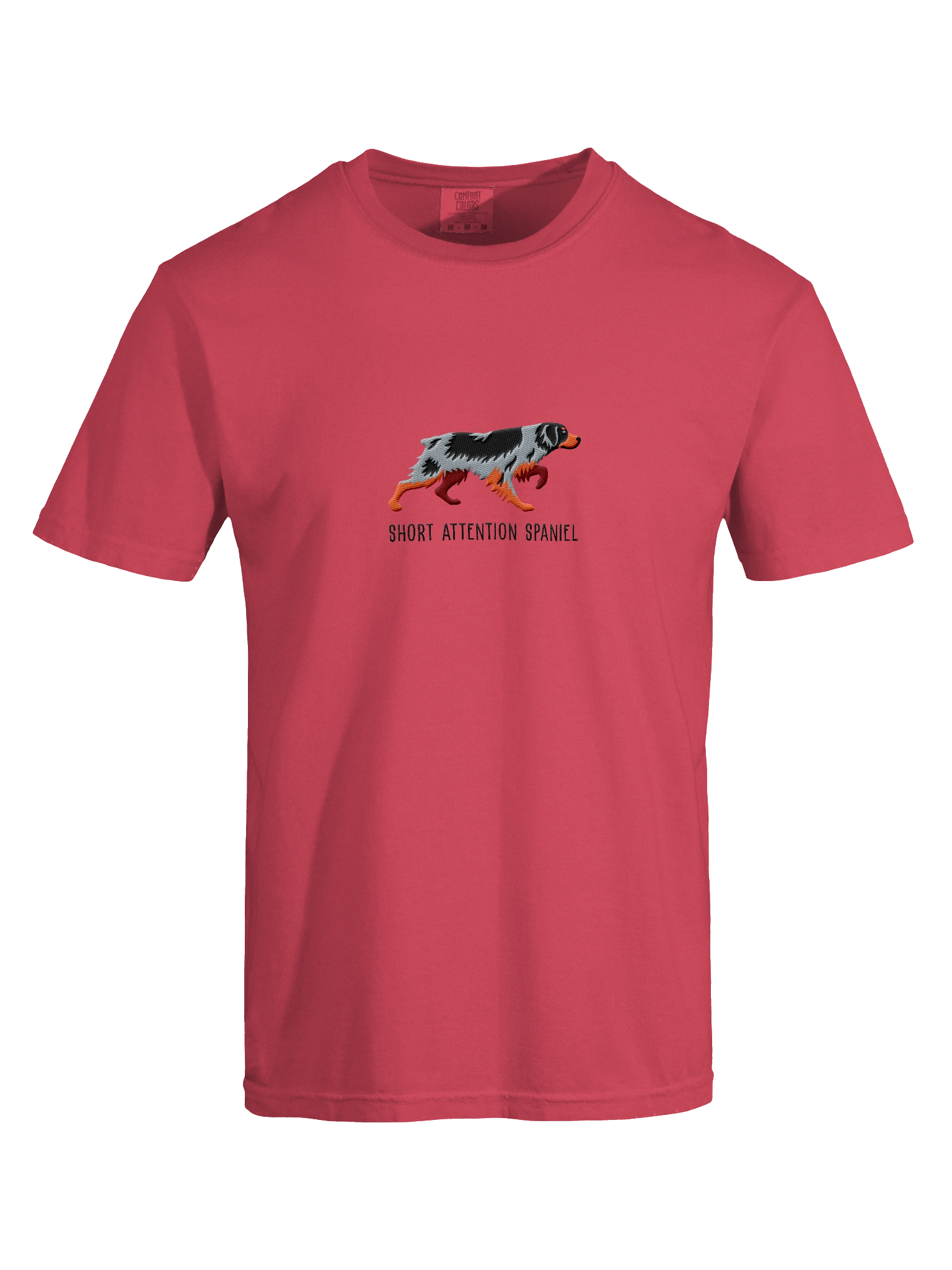 Short Attention Spaniel T-Shirt(Embroidered) of a Brittany Spaniel(Tricolor) product image (38)