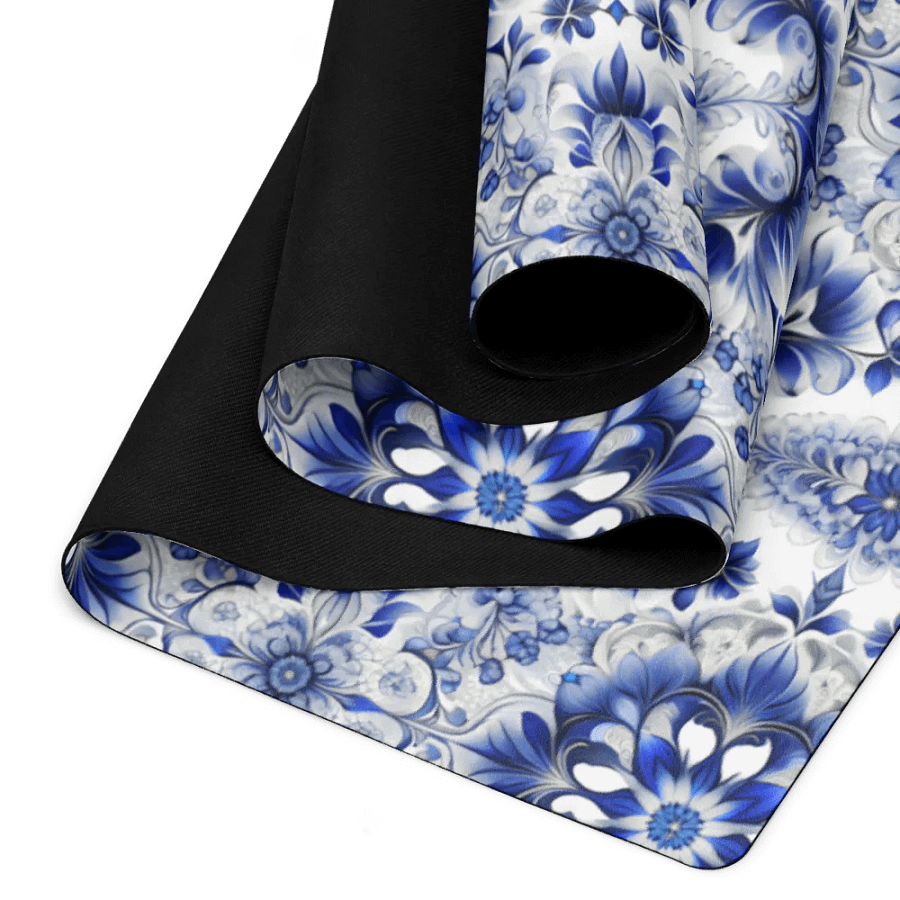 Yoga Mat with Intricate Blue and White Floral Pattern product image (8)