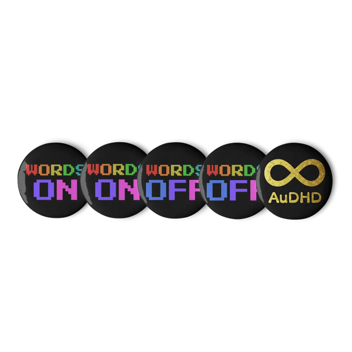 Words On / Words Off AuDHD Pin Set (Rainbow Palette) product image (1)