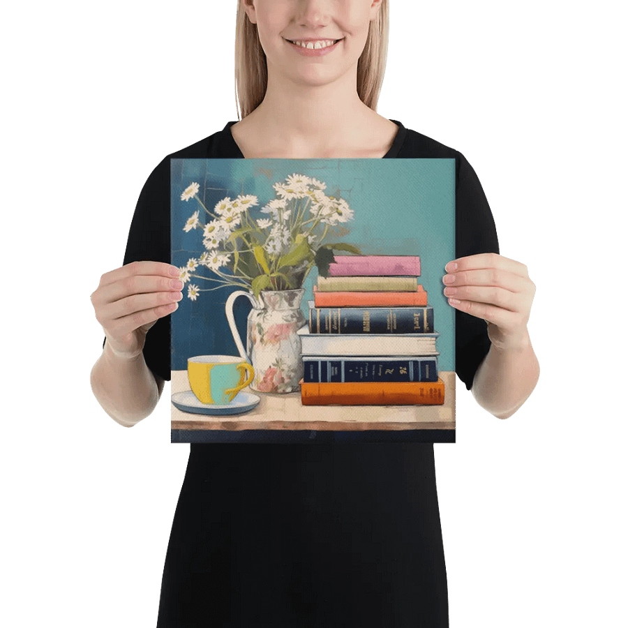Art2401-30 Books and Tea Still Life - Canvas Print - sm product image (2)