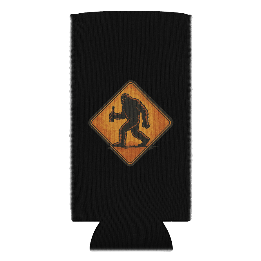 Bigfoot with Beer Crossing – Retro Sasquatch Drinking Coozie product image (5)