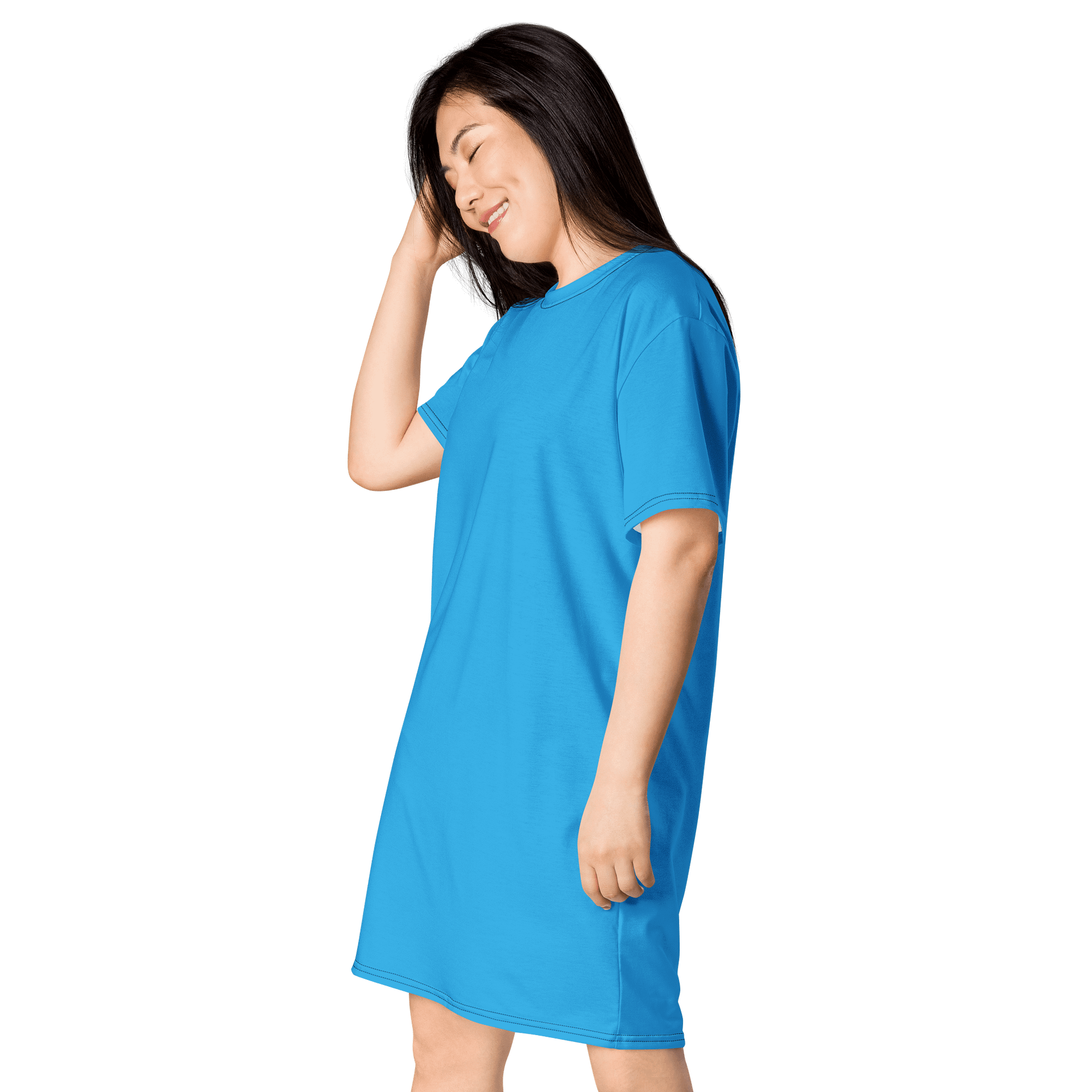 Oversized T-Shirt Dress - Vibrant Deep Sky Blue, Sizes 2XS-6XL product image (3)
