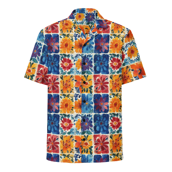 Colorful Patchwork Papel Picado Pattern-Textured Floral Hawaiian Shirt product image (1)