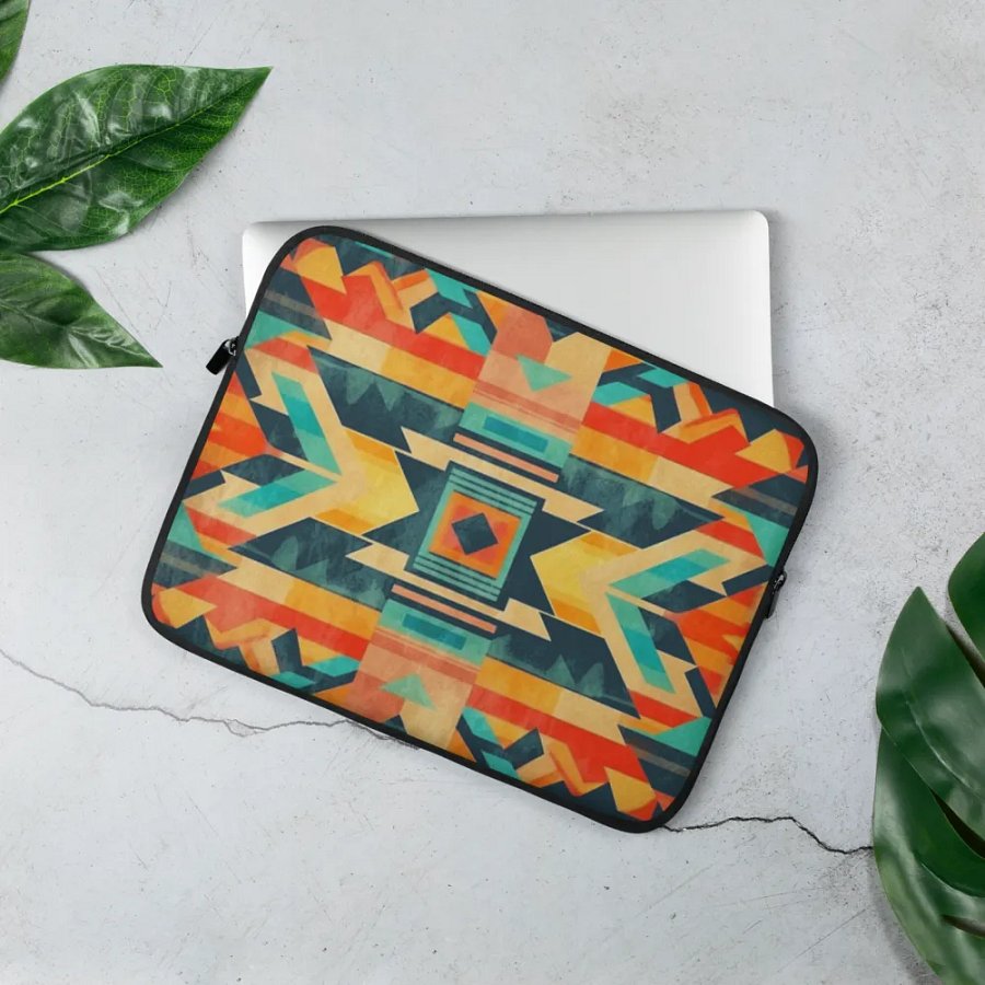 Aztec Geometric Pattern Laptop Sleeve Cover by Treasure Pie product image (1)