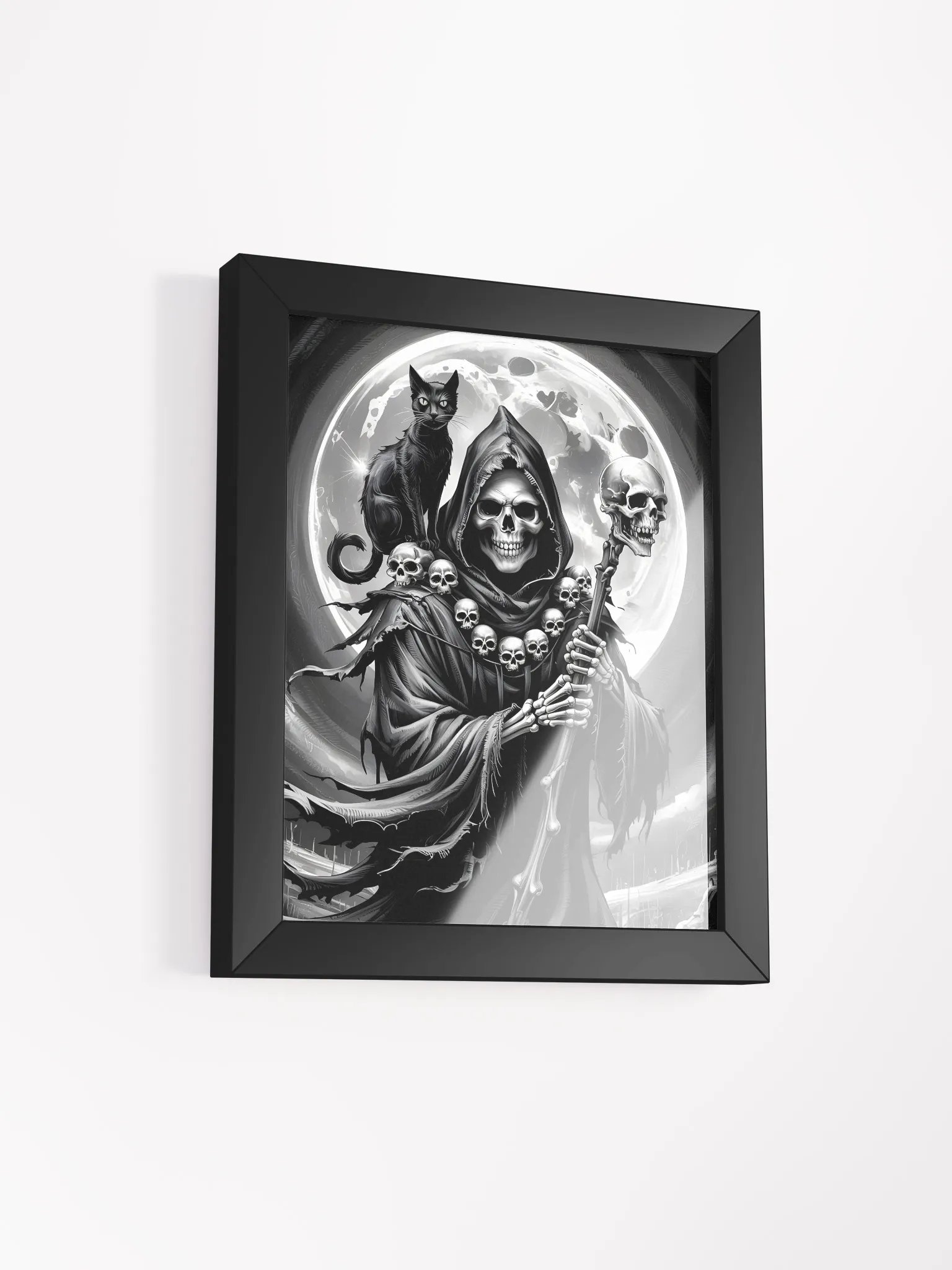 Grim Reaper and Black Cat Framed Print | Gothic Wall Art product image (2)