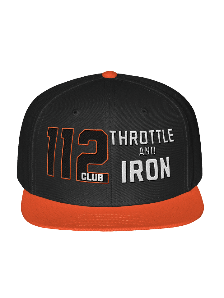 112 Club Throttle & Iron Snapback Hat — Orange Outline Edition product image (2)