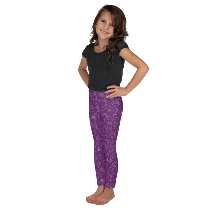 Dark Purple Floral Kid's and Toddler's Leggings product image (2)