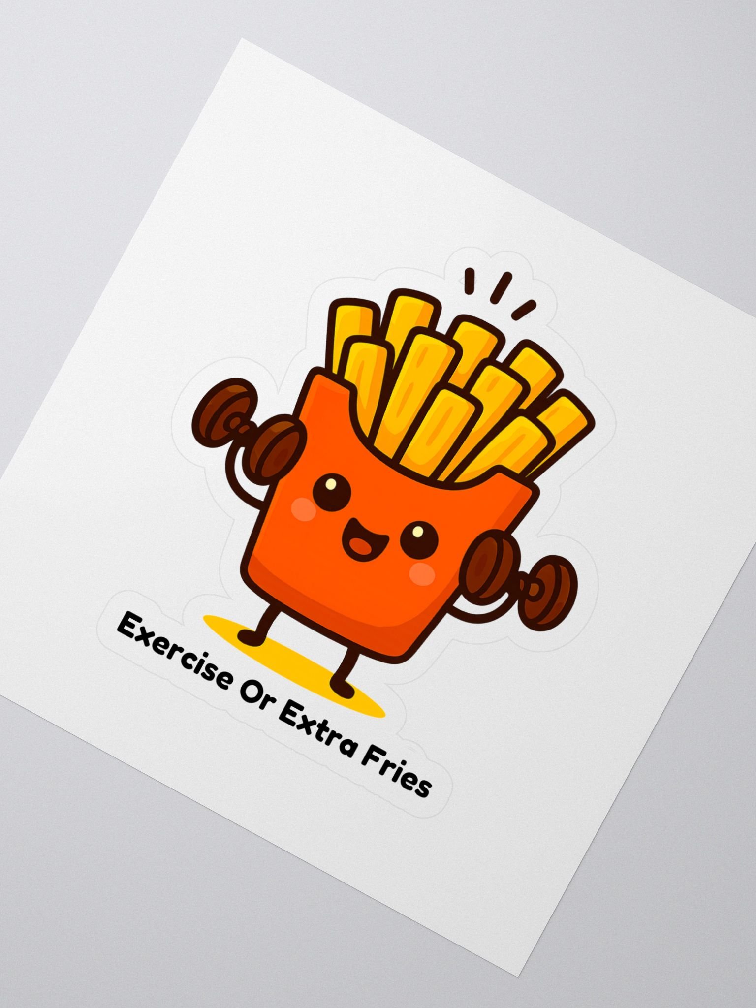 "Exercise Or Extra Fries" Cute Funny French Fries Sticker product image (2)