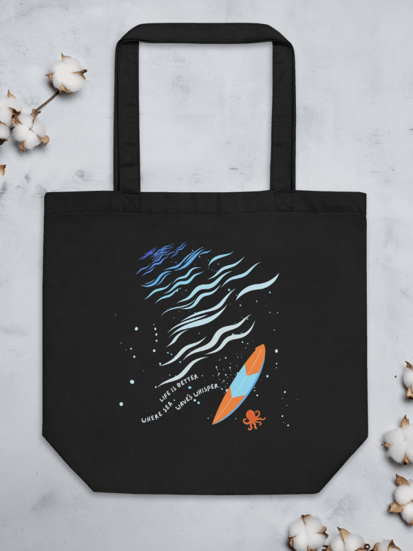 Life Is Better Where Sea Waves Whisper Eco-Friendly Tote Bag ( Side -Sea- ) product image (4)