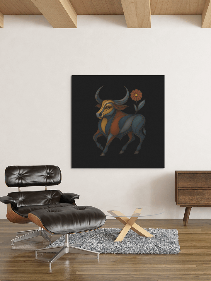 "Bull in Bloom" - Geometric Art Nouveau Bull Canvas product image (2)