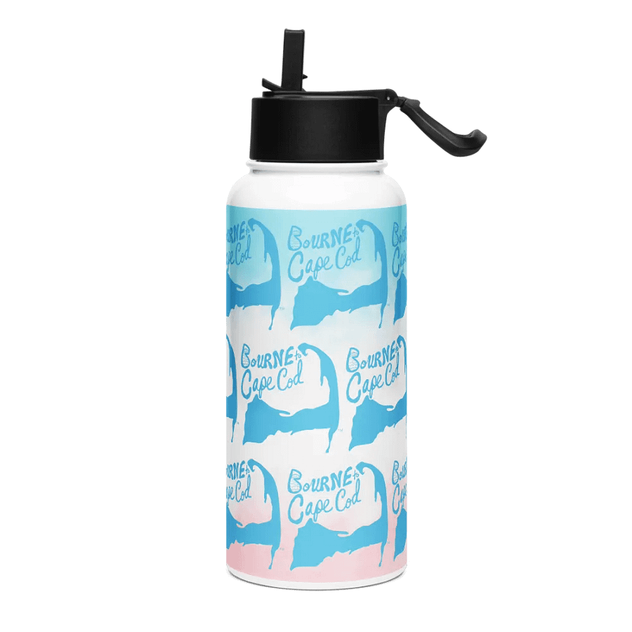 BOURNE to Cape Cod™ | Blue Repeat Logo Pattern | Stainless Steel Water Bottle | Iconic Pink, White & Blue product image (3)