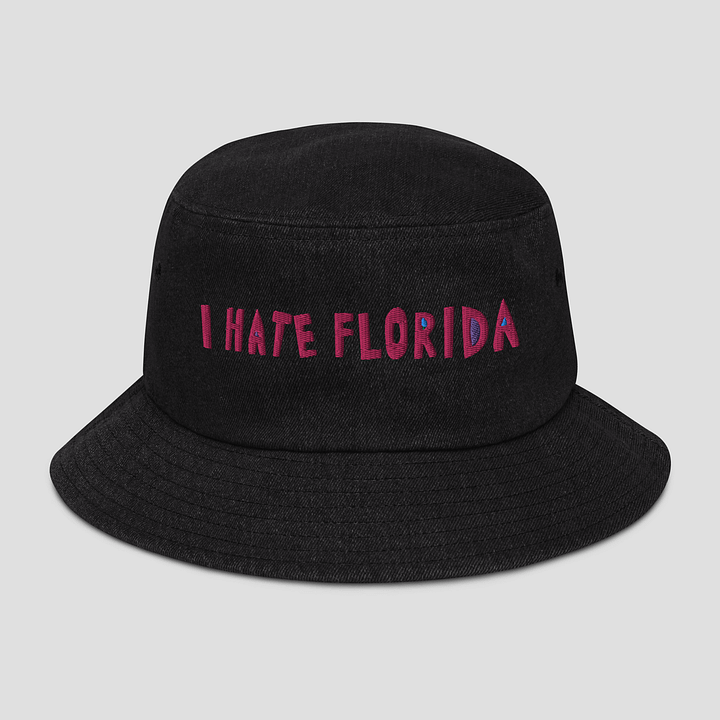 I Hate Florida Embroidered Denim Bucket Hat product image (1)