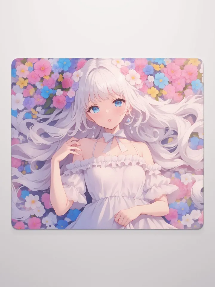 Cute Anime girl in flower field gamer mouse pad product image (2)